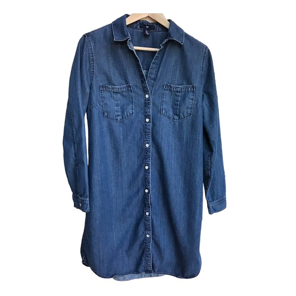 GAP Blue Long Sleeve Denim Dress - Picture 1 of 8
